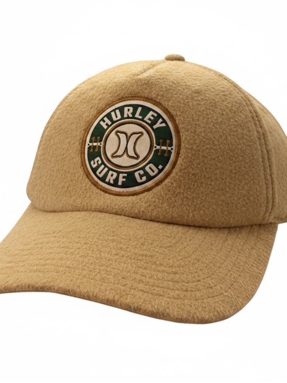 Hurley Surf Co Logo Patch Wool Tan SnapBack Adjustable Cap Hat Unisex NWOT